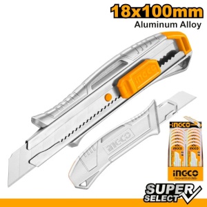 Cutter Super Select, Corp din Aluminiu, INGCO, Lamă 18x100mm