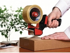 Dispenser Manual Tesa Classic pentru Bandă Adezivă, 50mm/120 Metri, Roșu/Negru