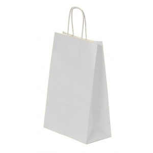 Pungă pentru Cadou, 180x220x80mm, 90 g/mp, cu Mânere Răsucite, Hârtie, Alb