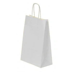 Pungă pentru Cadou, 180x220x80mm, 90 g/mp, cu Mânere Răsucite, Hârtie, Alb