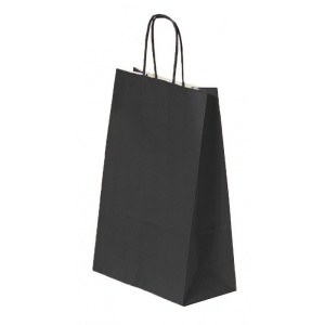 Pungă pentru Cadou, 260x350x120mm, 90 g/mp, cu Mânere Răsucite, Hârtie, Negru