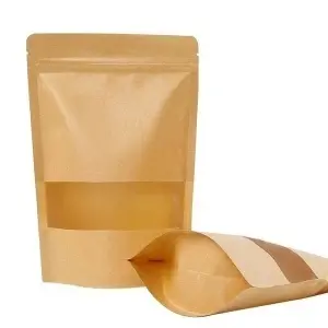 Pungi Stand Up cu Ziplock, 160×270×60 mm, Natur, 50 Buc/Set