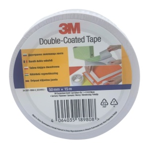 Bandă Adezivă 3M Double-Coated Tape, 50 mm x 15 Metri, Alb, Dublu Adezivă