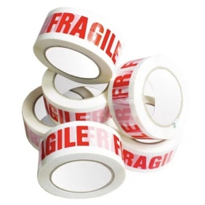 Bandă Adezivă FRAGIL, 48mm/60 Metri, Acril, Alb/Roșu, 6 Bucăți/Set