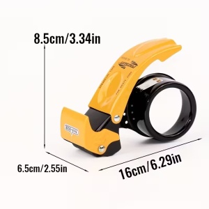 Pachet: Dispenser Manual, Metalic, Galben/Negru + Bandă Adezivă 48mm/250 Metri