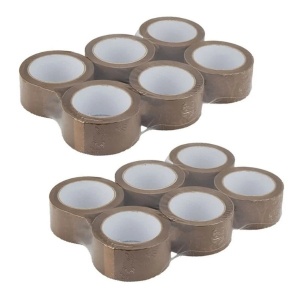 Bandă Adezivă pentru Ambalare 48mm/60 Metri, Acril, 12 Bucăți Maro