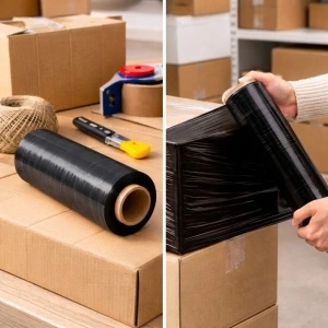 Folie Stretch pentru Ambalare – 1.3 Kg Net, 23µm, Neagră