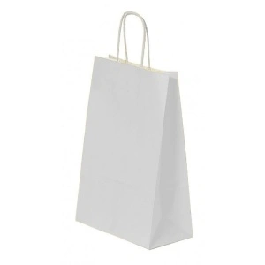 Pungă pentru Cadou, 320x410x120mm, 100 g/mp, cu Mânere Răsucite, Hârtie, Alb
