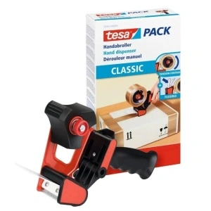 Dispenser Manual Tesa Classic pentru Bandă Adezivă, 50mm/120 Metri, Roșu/Negru