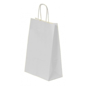 Pungă pentru Cadou, 260x350x120mm, 90 g/mp, cu Mânere Răsucite, Hârtie, Alb
