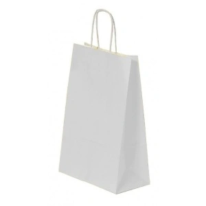 Pungă pentru Cadou, 260x350x120mm, 90 g/mp, cu Mânere Răsucite, Hârtie, Alb