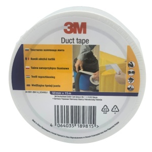 Bandă Adezivă 3M Duct Tape, 50 mm x 15 Metri, Alb, Pentru Reparații