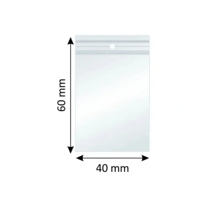 Plicuri cu Fermoar Ziplock, Polietilenă, 40x60mm, 40µm, 100Buc/Set