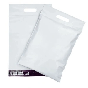 Plicuri pentru Curierat 395x460+90+50mm, Autoadeziv, Cu Mâner, Polietilenă, Alb/Gri, 50Buc/Set