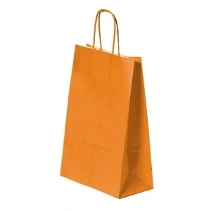 Pungă pentru Cadou, 220x310x120mm, 90 g/mp, cu Mânere Răsucite, Hârtie, Portocaliu
