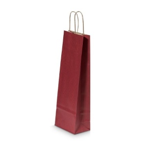 Pungă pentru Sticle, 140x390x80mm, 110 g/mp, cu Mânere Răsucite, Hârtie, Burgundy