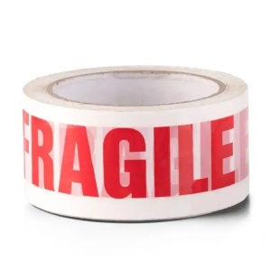 Bandă Adezivă FRAGIL, 48mm/60 Metri, Acril, Alb/Roșu
