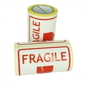 Etichete Autoadezive Inscripționate FRAGIL, 100x100mm, Alb/Roșu, 100Buc/Rolă