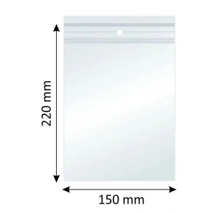 Plicuri cu Fermoar Ziplock, Polietilenă, 150x220mm, 40µm, 100Buc/Set