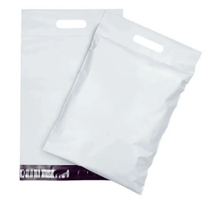 Plicuri pentru Curierat 495x600+90+50mm, Autoadeziv, Cu Mâner, Polietilenă, Alb/Gri, 100Buc/Set