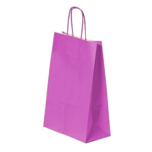 Pungă pentru Cadou, 220x310x120mm, 90 g/mp, cu Mânere Răsucite, Hârtie, Fucsia