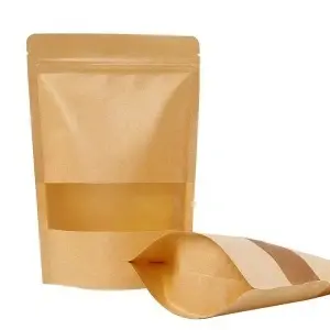 Pungi Stand Up cu Ziplock, 85×145×30 mm, Kraft, 50 Buc/Set