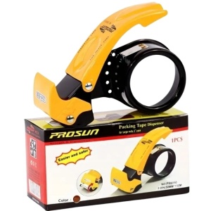 Dispenser Manual pentru Bandă Adezivă 50mm/250 Metri, Metalic, Galben/Negru