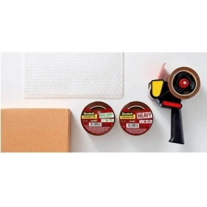 Dispenser Manual Scotch® 3M, 50mm/120 Metri, Negru + 2 Benzi Adezive, Maro