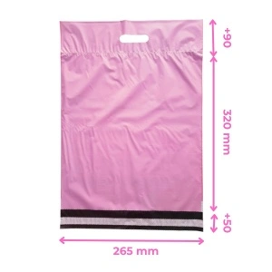 Plicuri pentru Curierat 265x320+90+50mm, Autoadeziv, Cu Mâner, Polietilenă, Fucsia, 50Buc/Set