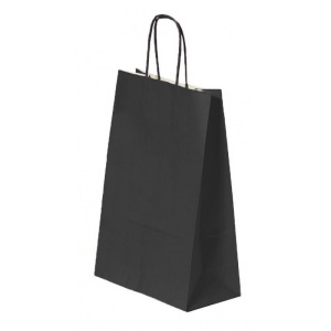 Pungă pentru Cadou, 180x220x80mm, 90 g/mp, cu Mânere Răsucite, Hârtie, Negru