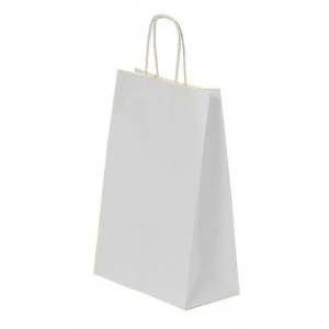 Pungă pentru Cadou, 220x310x120mm, 90 g/mp, cu Mânere Răsucite, Hârtie, Alb