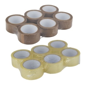 Bandă Adezivă pentru Ambalare 48mm/60 Metri, Acril, 6 Bucăți Transparent + 6 Bucăți Maro