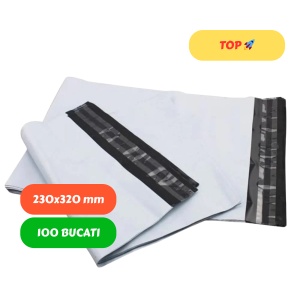 Plicuri pentru Curierat 230x320+50mm, Autoadeziv, Polietilenă, Alb/Gri, 100Buc/Set