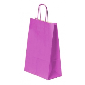 Pungă pentru Cadou, 320x410x120mm, 100 g/mp, cu Mânere Răsucite, Hârtie, Fucsia