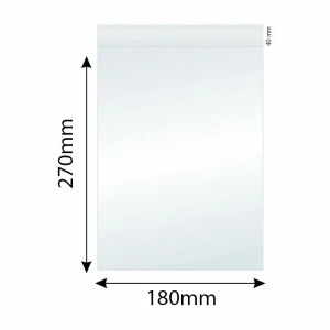 Pungi Polipropilena pentru Alimente/Textile, 180x270mm, Autoadeziv, Transparent, 40µm, 100Buc/Set