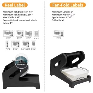 Suport Universal pentru Role Etichete – Compatibil cu Imprimante Termice, Plastic, Negru