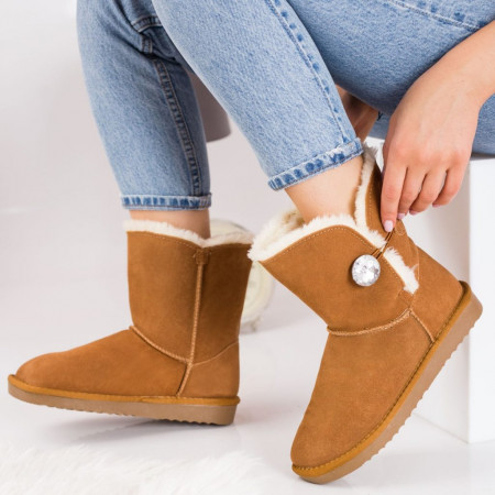 Cizme tip UGG -bling camel