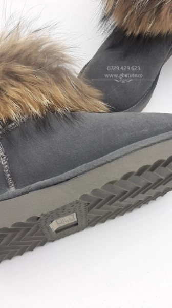 Ghete tip UGG - blana naturala- gri - Img 3