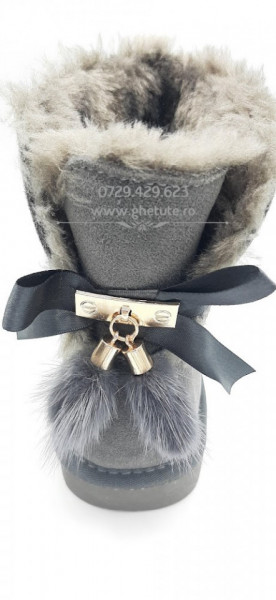 Ghete tip UGG - fluffy gri - Img 2