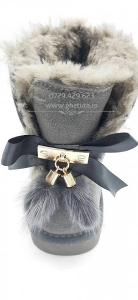 Ghete tip UGG - fluffy gri - Img 2