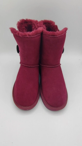 Cizme tip UGG - button burgundy - Img 3