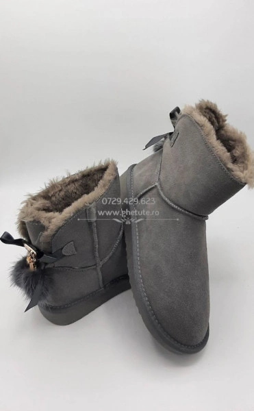 Ghete tip UGG - fluffy gri - Img 4