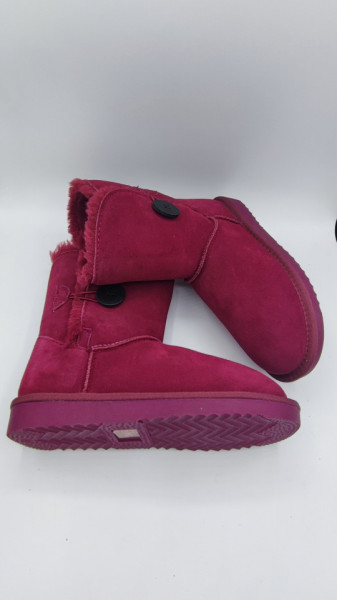 Cizme tip UGG - button burgundy - Img 5