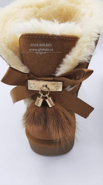 Ghete tip UGG - fluffy camel - Img 2