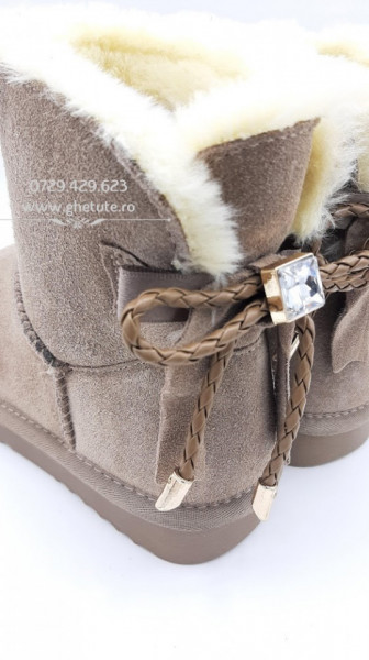 Ghete tip UGG - stone, sand - Img 4