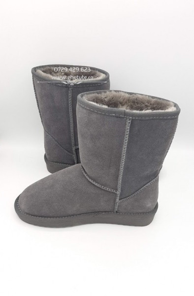 Cizme tip UGG - clasic mediu, gri - Img 4
