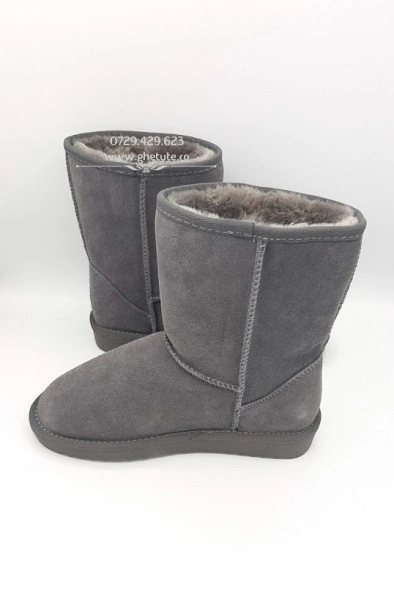 Cizme tip UGG - clasic mediu, gri - Img 4