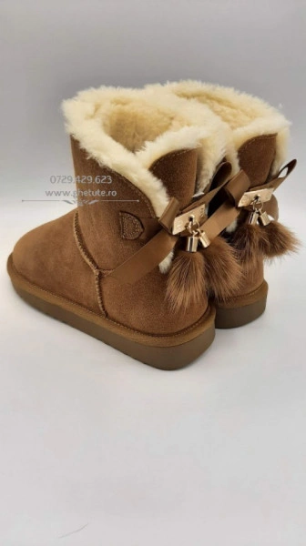 Ghete tip UGG - fluffy camel - Img 4