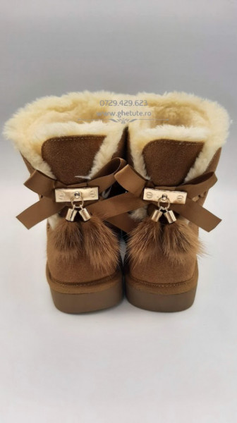 Ghete tip UGG - fluffy camel - Img 5