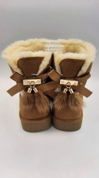 Ghete tip UGG - fluffy camel - Img 5